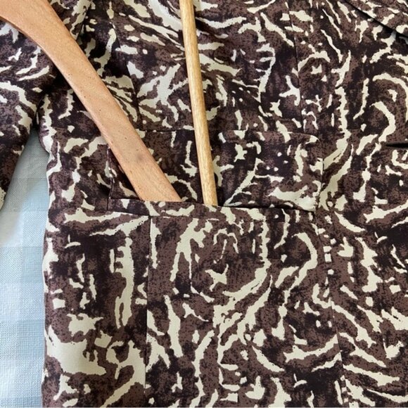Kasper Pure Silk 2-Piece Blazer  Camisole Brown Black Cream Abstract Size US 8 - Picture 10 of 16